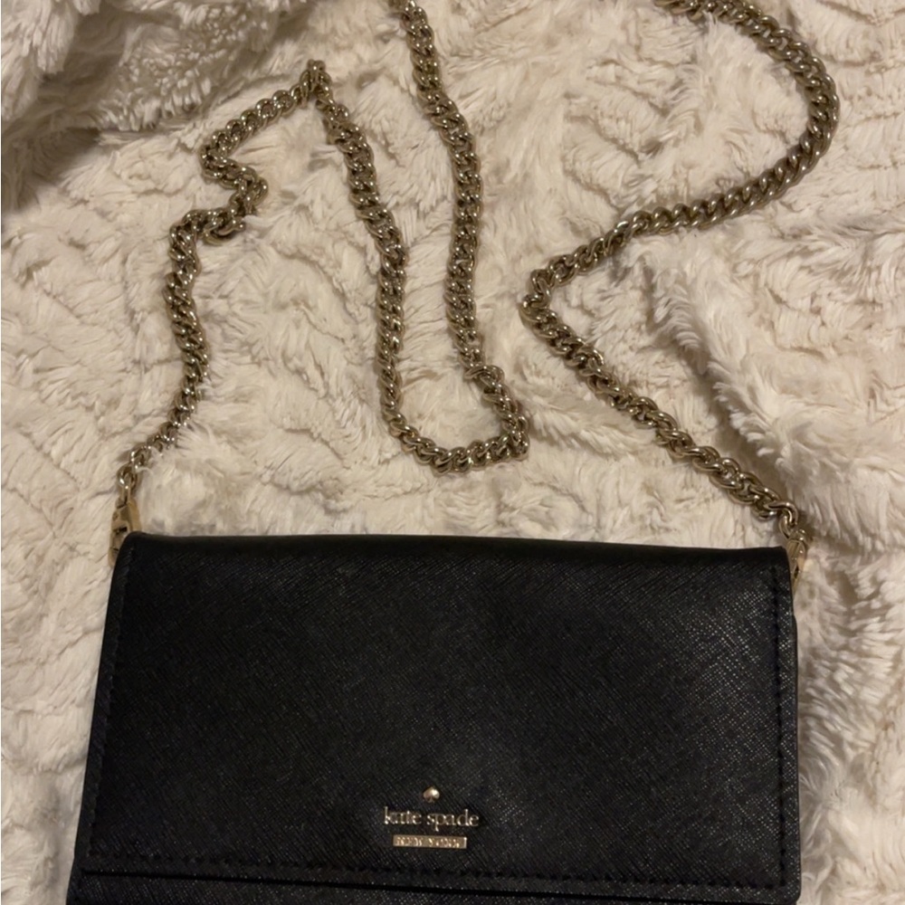 Kate Spade Black Crossbody with Gold Chain